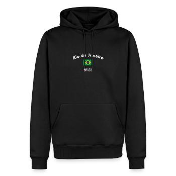Rio de Janeiro Brésil Vintage Drapeau brésilien - Sweat à capuche Premium bio Homme - noir - Devant - Nico (187cm)
