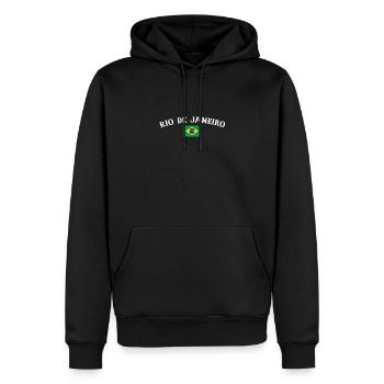 Rio de Janeiro Brésil Brésil Drapeau - Sweat à capuche Premium bio Homme - noir - Devant - Nico (187cm)