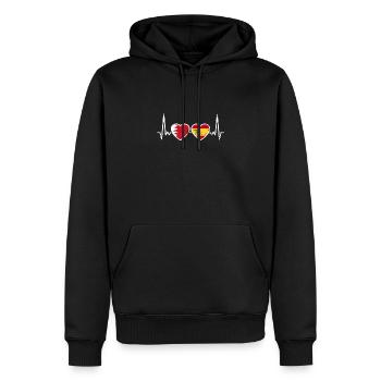Bahrain Spanien Vintage Herzschlag Flagge Bahraini - Männer Premium Bio Hoodie - Schwarz - Vorne - Nico (187cm)