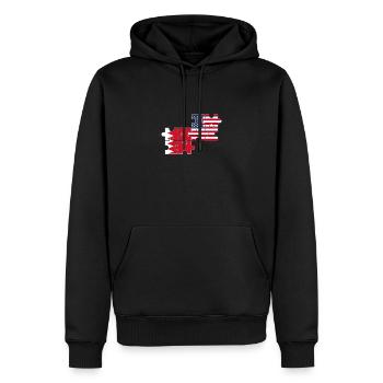 Bahrain USA Herzschlag Flagge Amerikaner Bahraini - Männer Premium Bio Hoodie - Schwarz - Vorne - Nico (187cm)