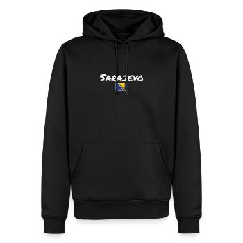 Sarajevo Vintage Bosnien Vintage Bosnische Flagge - Männer Premium Bio Hoodie - Schwarz - Vorne - Nico (187cm)