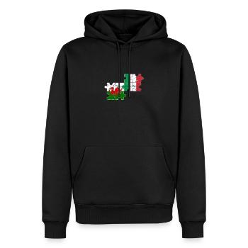 Pays de Galles Italie Vintage Drapeau Italien Gallois - Sweat à capuche Premium bio Homme - noir - Devant - Nico (187cm)