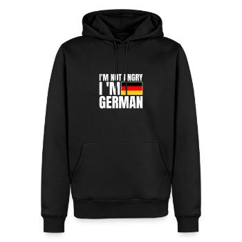 I'm Not Angry I'm German German Flag - Men’s Premium Organic Hoodie - black - Front - Nico (187cm)
