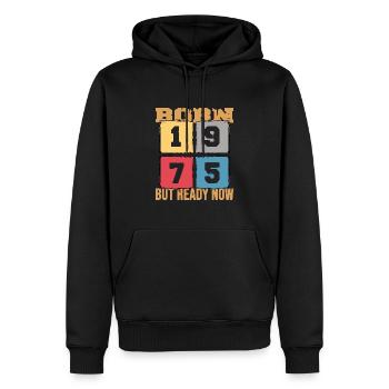 original 1975 anniversaire 47 ans rétro anniversaire - Sweat à capuche Premium bio Homme - noir - Devant - Nico (187cm)