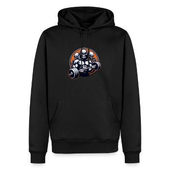 Gym Skelett Totenkopf Bodybuilder Motivation Sport - Männer Premium Bio Hoodie - Schwarz - Vorne - Nico (187cm)