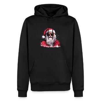Cadeau de Père Noël cool avec lunettes de soleil - Sweat à capuche Premium bio Homme - noir - Devant - Nico (187cm)
