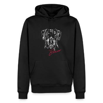 BOXER Hundeportrait Hunde Wilsigns - Männer Premium Bio Hoodie - Schwarz - Vorne - Nico (187cm)