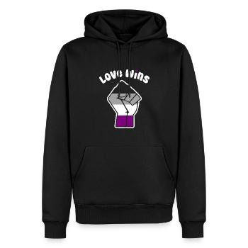 L’amour gagne la conception du poing de la fierté asexuée pour l’égalité - Sweat à capuche Premium bio Homme - noir - Devant - Nico (187cm)