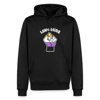 L’amour gagne le poing de fierté non binaire pour l’égalité - Sweat à capuche Premium bio Homme - noir - Devant - Nico (187cm)