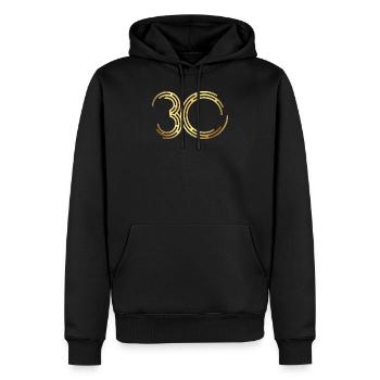 30e anniversaire - Sweat à capuche Premium bio Homme - noir - Devant - Nico (187cm)