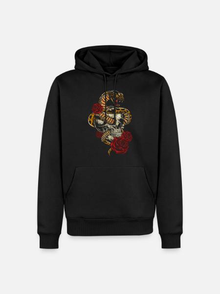 Totenkopf Hardrock Biker - Männer Premium Bio Hoodie - Schwarz