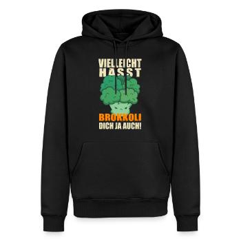 Brokkoli Hasst dich hassen Gemüse Spruch lustig - Männer Premium Bio Hoodie - Schwarz - Vorne - Nico (187cm)