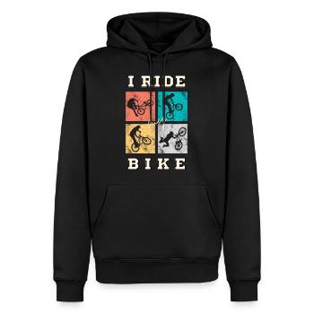 Ride my Bike cooler Spruch Biker vintage Geschenk - Männer Premium Bio Hoodie - Schwarz - Vorne - Nico (187cm)