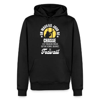 CADEAU POUR CHASSEUR - UN MAUVAIS JOUR DE CHASSE - Sweat à capuche Premium bio Homme - noir - Devant - Nico (187cm)
