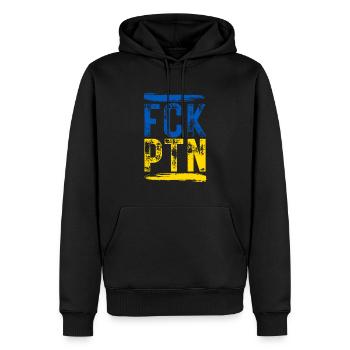 Fuck Poutine FCK PTN - Sweat à capuche Premium bio Homme - noir - Devant - Nico (187cm)