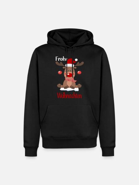Rentier-Frohe Weihnachten - Männer Premium Bio Hoodie - Schwarz