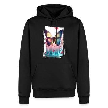 Papillon Fondant - Sweat à capuche Premium bio Homme - noir - Devant - Nico (187cm)