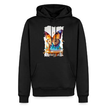 Papillon Fondant - Sweat à capuche Premium bio Homme - noir - Devant - Nico (187cm)