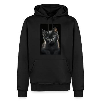Chaton noir - Sweat à capuche Premium bio Homme - noir - Devant - Nico (187cm)