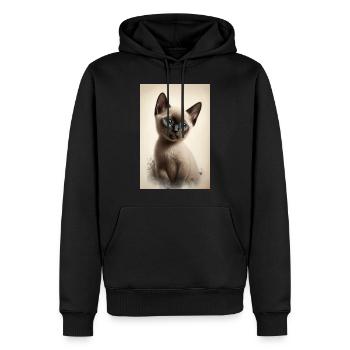 Chaton siamois - Sweat à capuche Premium bio Homme - noir - Devant - Nico (187cm)
