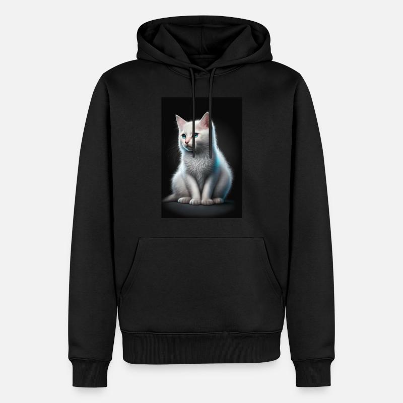 Weiße Katze - Männer Premium Bio Hoodie - Schwarz