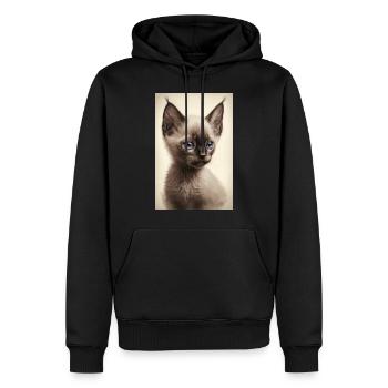 Chaton siamois - Sweat à capuche Premium bio Homme - noir - Devant - Nico (187cm)