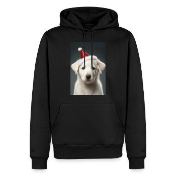 Chiot blanc noël - Sweat à capuche Premium bio Homme - noir - Devant - Nico (187cm)