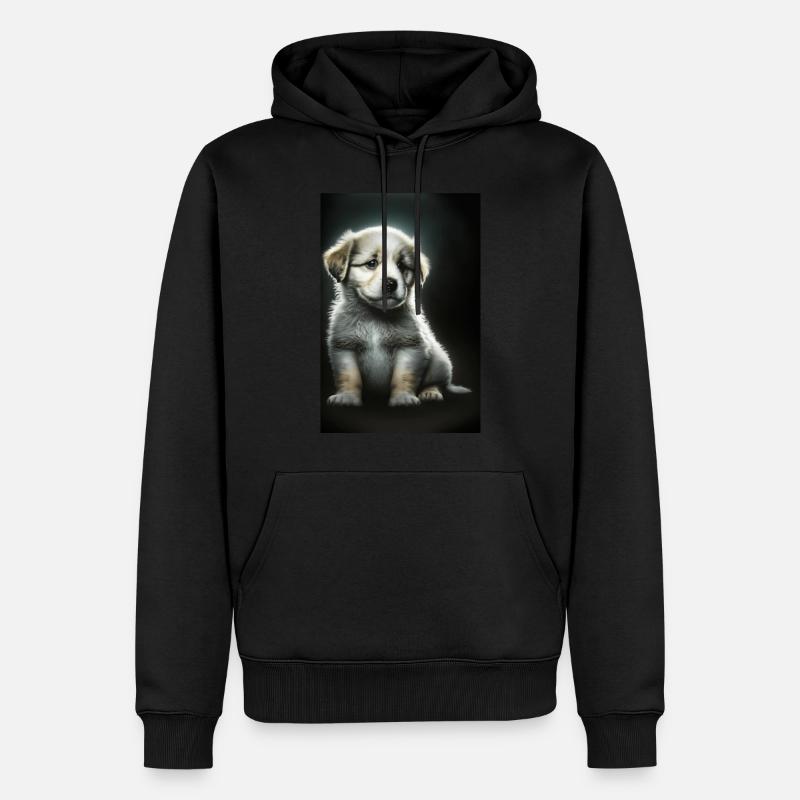 Chiot blanc - Sweat à capuche Premium bio Homme - noir