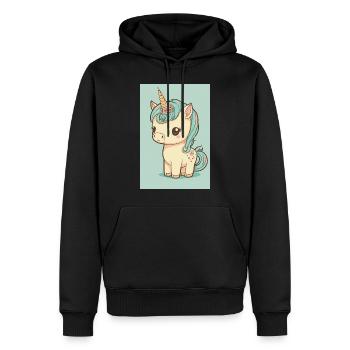 Bébé licorne - Sweat à capuche Premium bio Homme - noir - Devant - Nico (187cm)