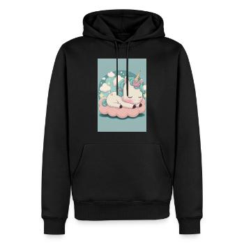 Bébé licorne - Sweat à capuche Premium bio Homme - noir - Devant - Nico (187cm)