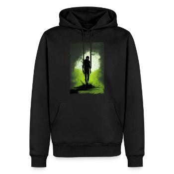 Zombie Illustration Minimalistisches Design - Männer Premium Bio Hoodie - Schwarz - Vorne - Nico (187cm)