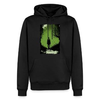 Zombie Illustration Minimalistisches Design - Männer Premium Bio Hoodie - Schwarz - Vorne - Nico (187cm)