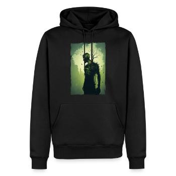 Zombie Illustration Minimalistisches Design - Männer Premium Bio Hoodie - Schwarz - Vorne - Nico (187cm)