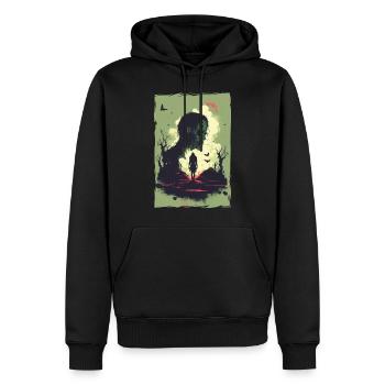 Zombie Illustration Minimaliste Design - Sweat à capuche Premium bio Homme - noir - Devant - Nico (187cm)