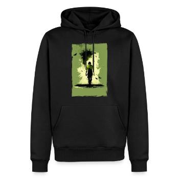 Zombie Illustration Minimalistisches Design - Männer Premium Bio Hoodie - Schwarz - Vorne - Nico (187cm)