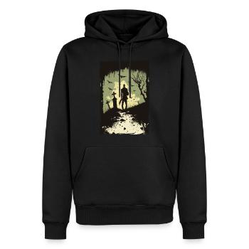 Zombie Illustration Minimaliste Design - Sweat à capuche Premium bio Homme - noir - Devant - Nico (187cm)