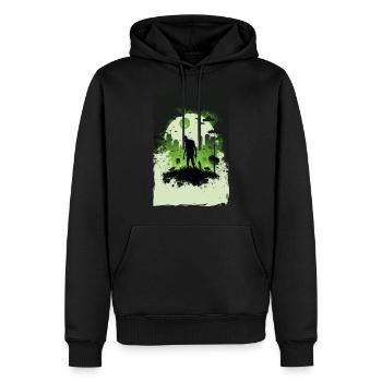 Zombie Illustration Minimaliste Design - Sweat à capuche Premium bio Homme - noir - Devant - Nico (187cm)