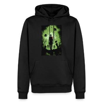 Zombie Illustration Minimalistisches Design - Männer Premium Bio Hoodie - Schwarz - Vorne - Nico (187cm)