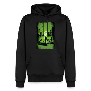 Zombie Illustration Minimaliste Design - Sweat à capuche Premium bio Homme - noir - Devant - Nico (187cm)