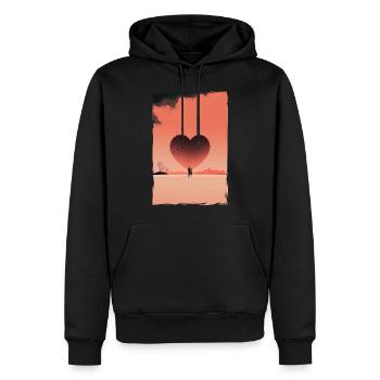 Liebe Illustration Minimalistisches Design - Männer Premium Bio Hoodie - Schwarz - Vorne - Nico (187cm)