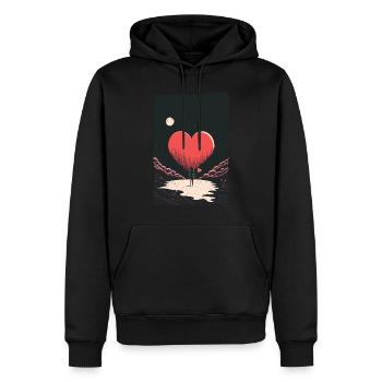 Liebe Illustration Minimalistisches Design - Männer Premium Bio Hoodie - Schwarz - Vorne - Nico (187cm)