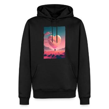 Liebe Illustration Minimalistisches Design - Männer Premium Bio Hoodie - Schwarz - Vorne - Nico (187cm)