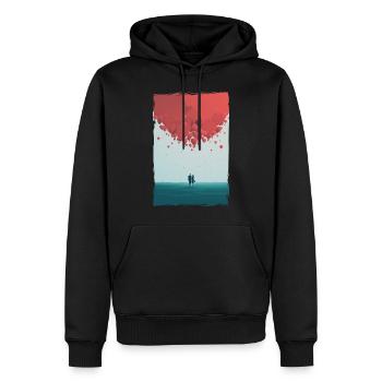 Liebe Illustration Minimalistisches Design - Männer Premium Bio Hoodie - Schwarz - Vorne - Nico (187cm)