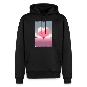 Amour Illustration Design Minimaliste - Sweat à capuche Premium bio Homme - noir - Devant - Nico (187cm)