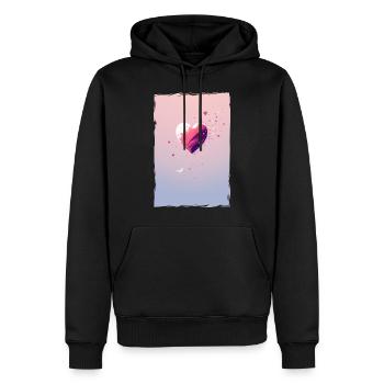 Amour Illustration Design Minimaliste - Sweat à capuche Premium bio Homme - noir - Devant - Nico (187cm)