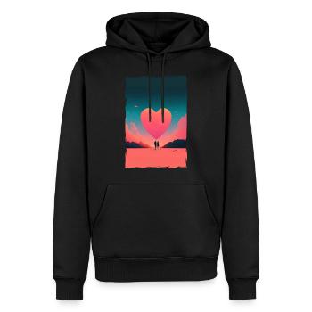 Liebe Illustration Minimalistisches Design - Männer Premium Bio Hoodie - Schwarz - Vorne - Nico (187cm)