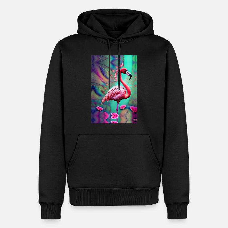 FLAMANT ROSE CAMARGUE PASTELS - Sweat à capuche Premium bio Homme - noir