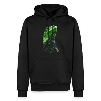 IGUANE VERT - ANIMAL DE COMPAGNIE IGUANE VERT COMMUN - Sweat à capuche Premium bio Homme - noir - Devant - Nico (187cm)