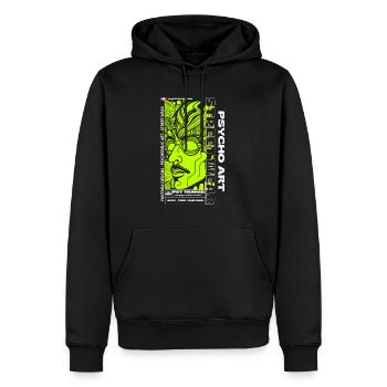 Streetwear psychédélic jaune - Sweat à capuche Premium bio Homme - noir - Devant - Nico (187cm)