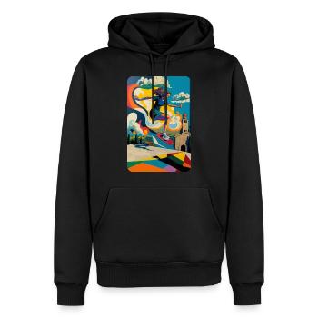 Skateboarder in Action #100 Design by SkateWorm84 - Männer Premium Bio Hoodie - Schwarz - Vorne - Nico (187cm)